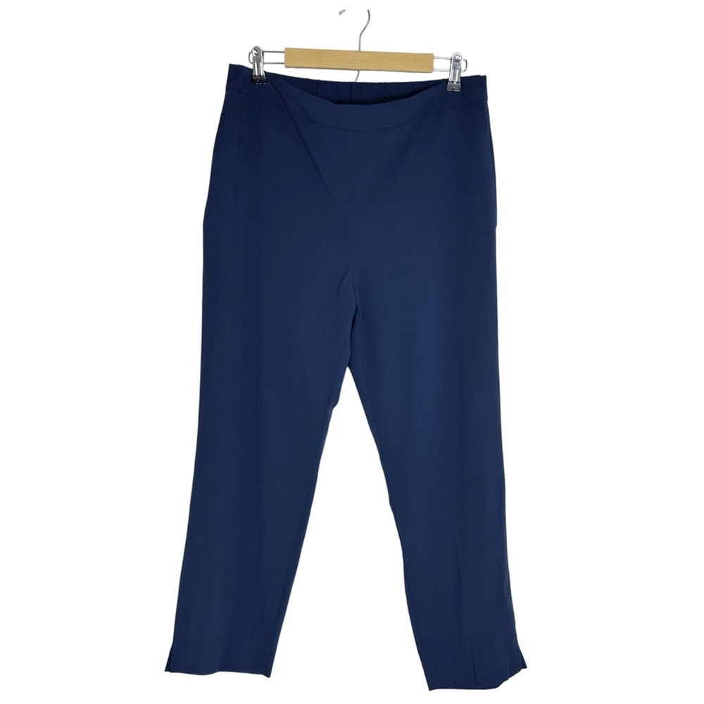 Banana Republic Rayon/Poly Stretch Blue Elastic Back Straight Pull Up Pants 12